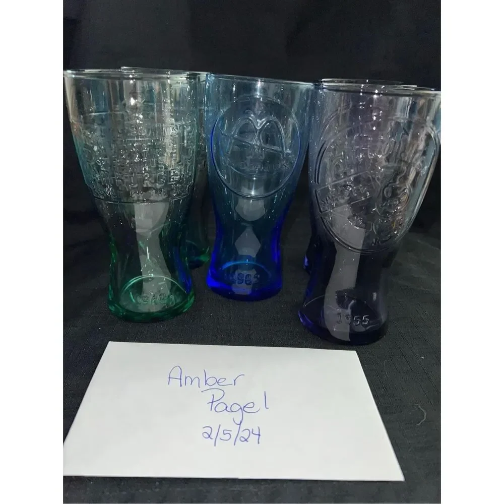 McDonalds 5 Retro Tumblers Drinking Glasses Depicting‎ 1948,1955, And 1961